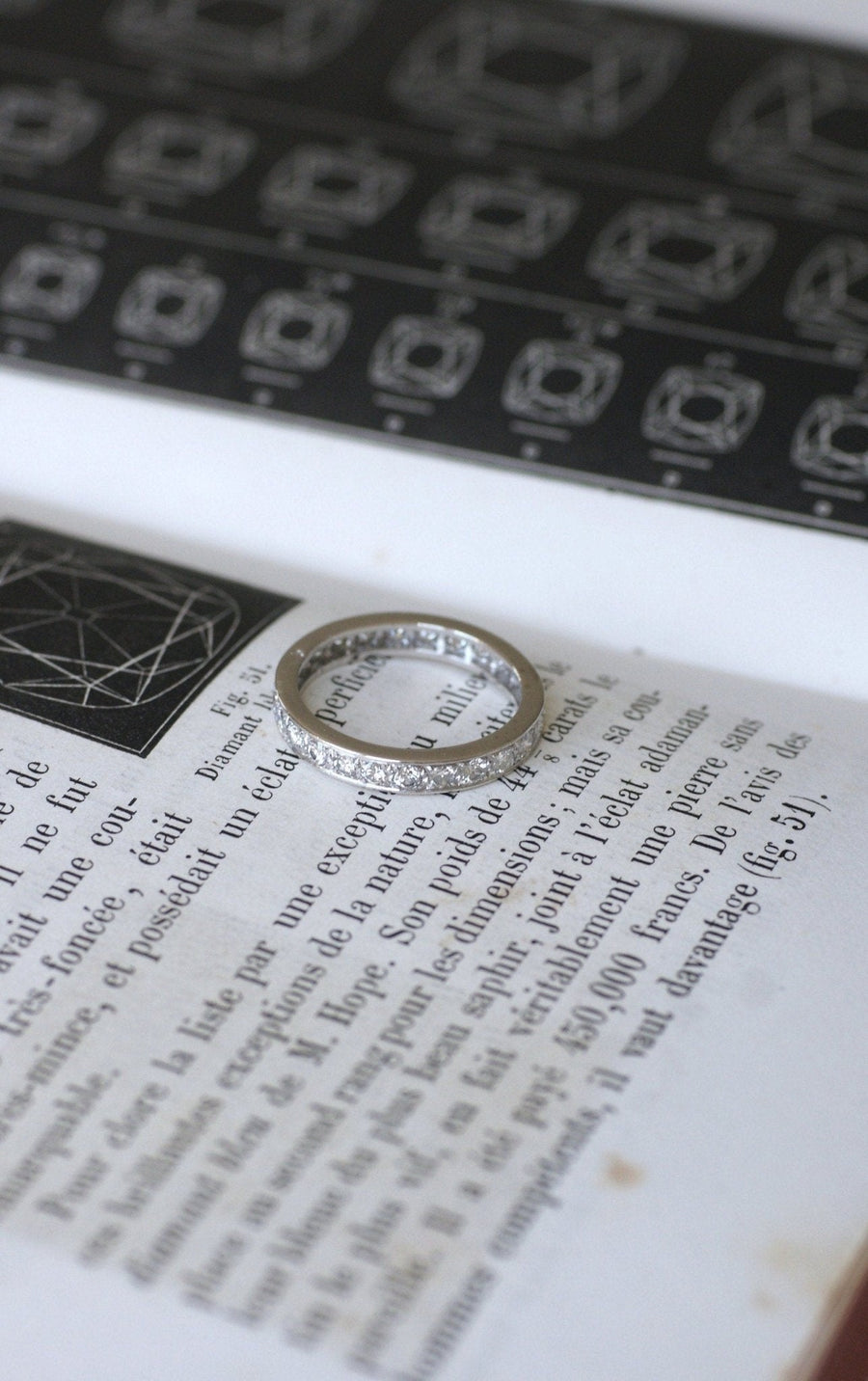 Art Deco Platinum Diamond Wedding Ring - Galerie Pénélope