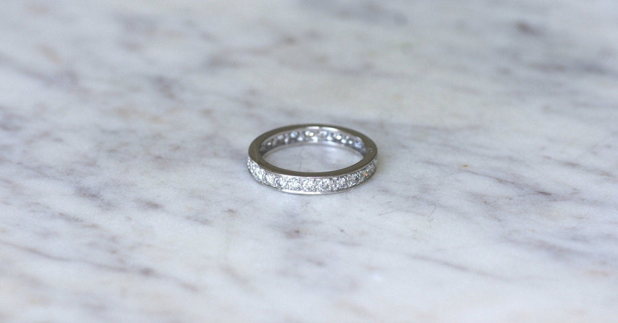 Art Deco Platinum Diamond Wedding Ring - Galerie Pénélope