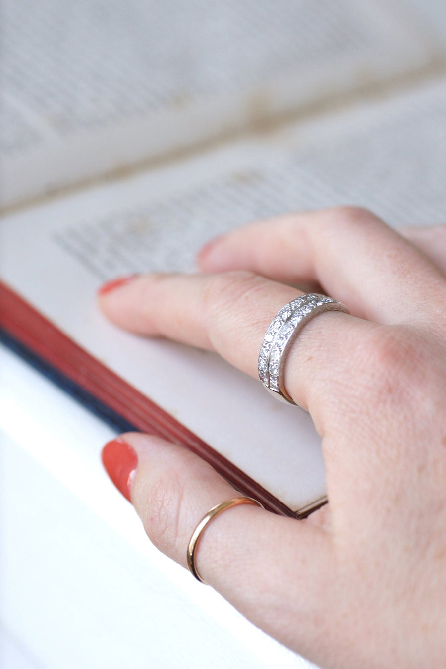 Art Deco Double Ring Diamond Wedding Ring - Galerie Pénélope