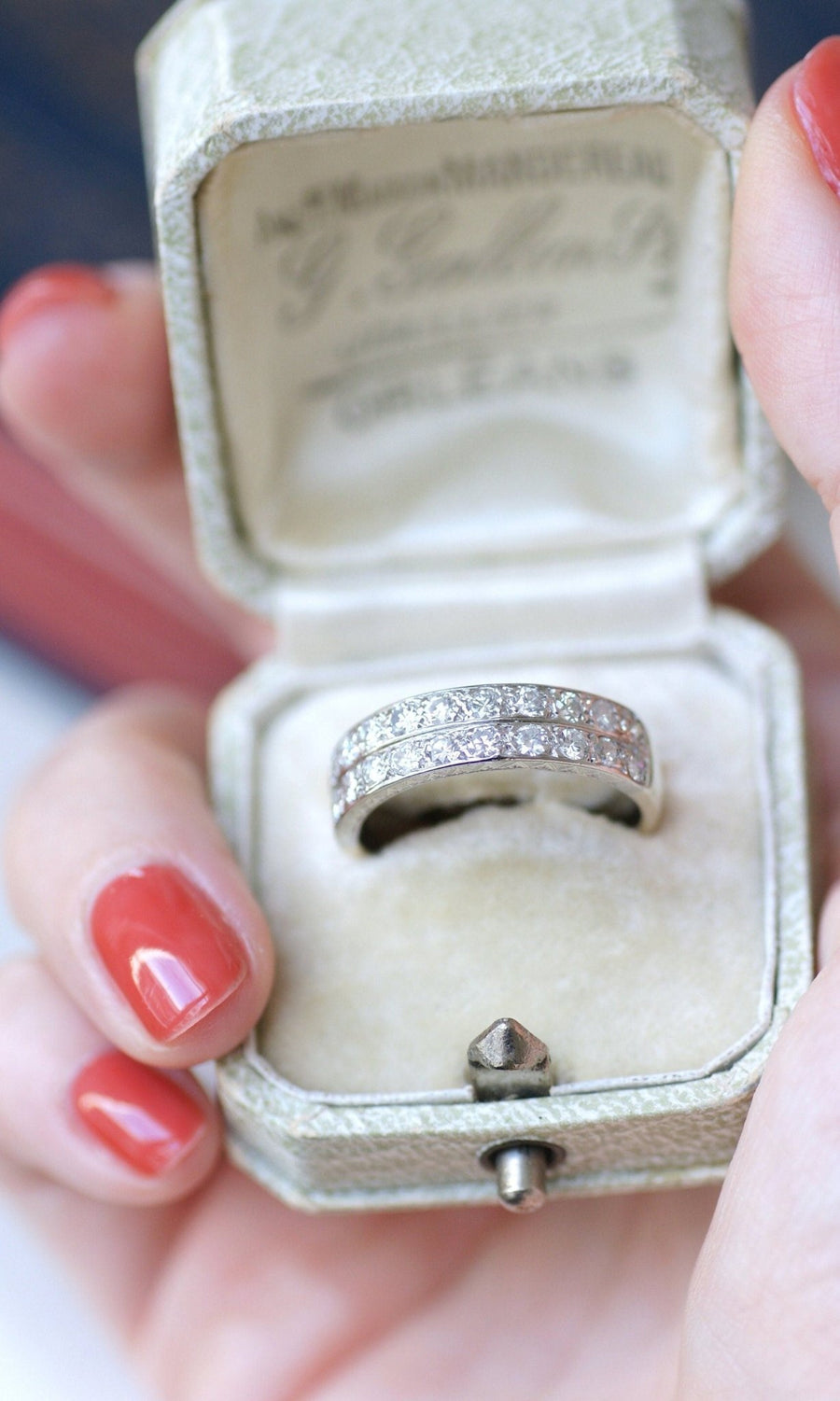 Art Deco Double Ring Diamond Wedding Ring - Galerie Pénélope