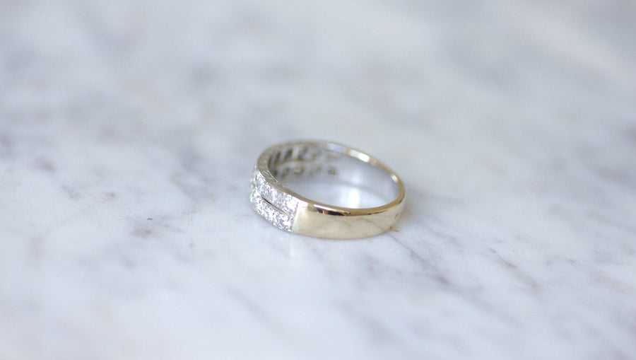 Art Deco Double Ring Diamond Wedding Ring - Galerie Pénélope