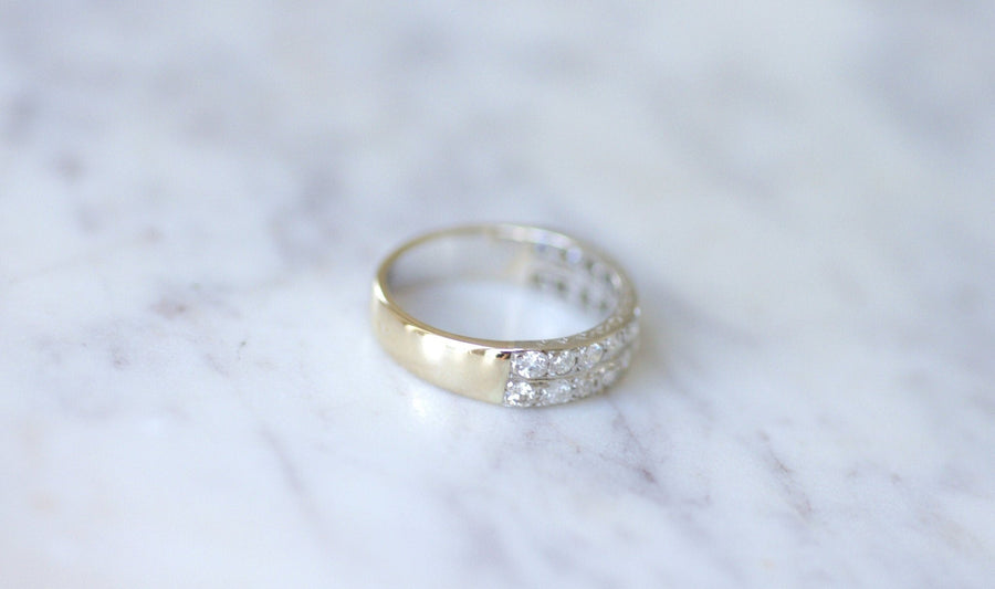 Art Deco Double Ring Diamond Wedding Ring - Galerie Pénélope