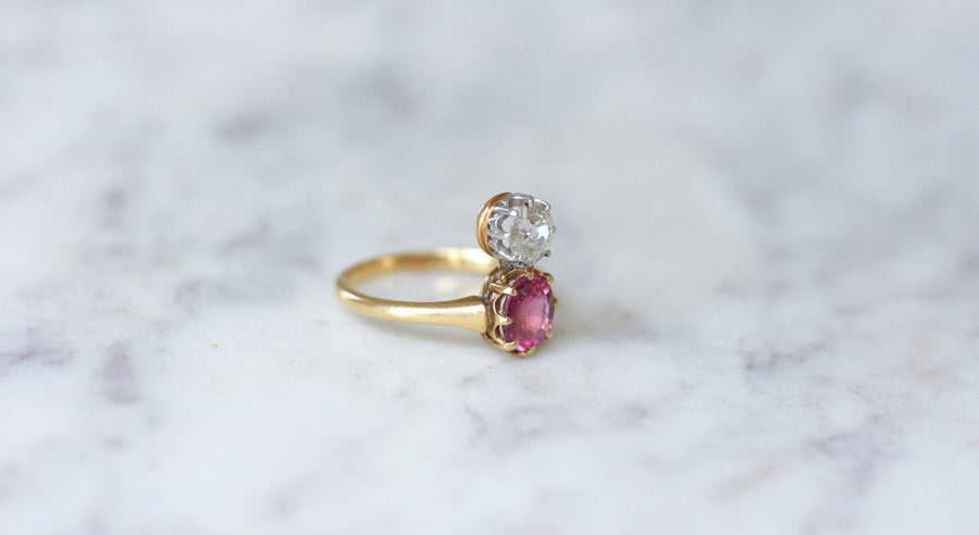 Diamond and pink tourmaline aigrette ring - Galerie Pénélope