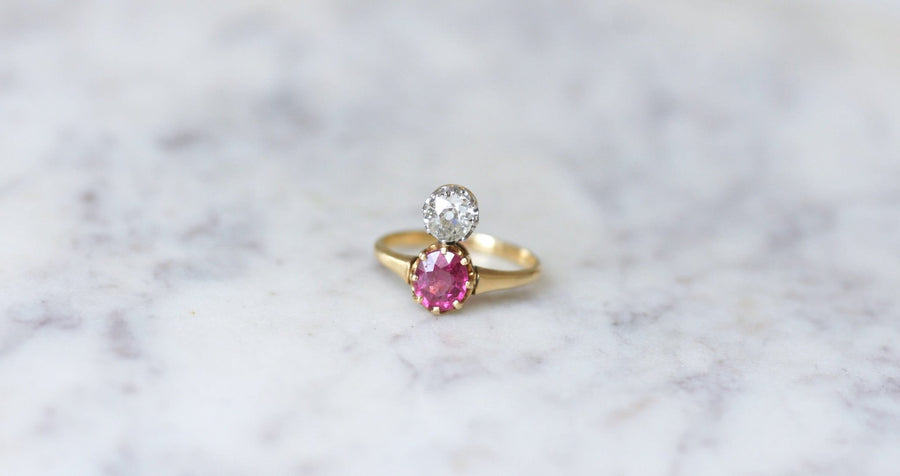 Diamond and pink tourmaline aigrette ring - Galerie Pénélope
