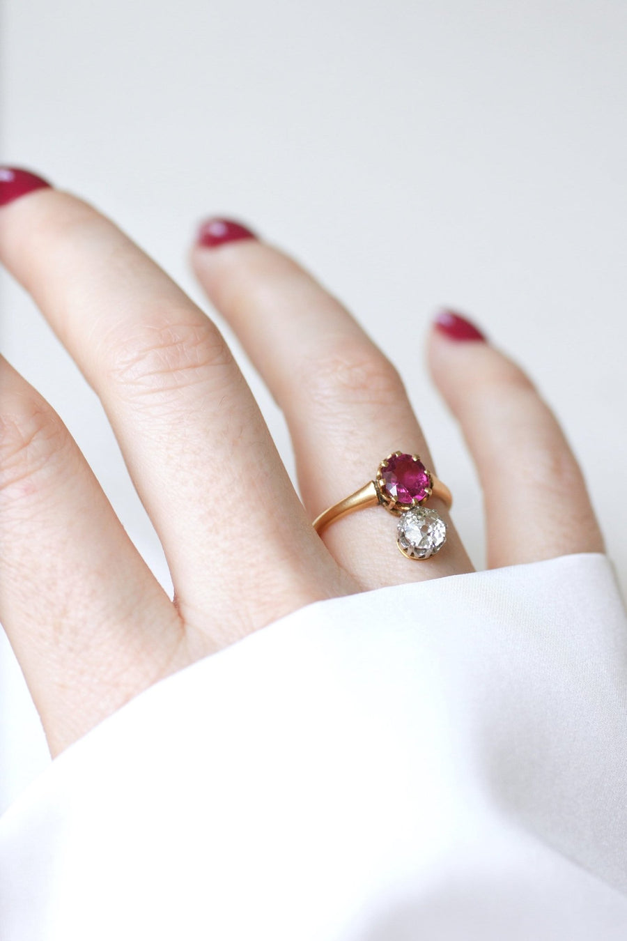 Diamond and pink tourmaline aigrette ring - Galerie Pénélope