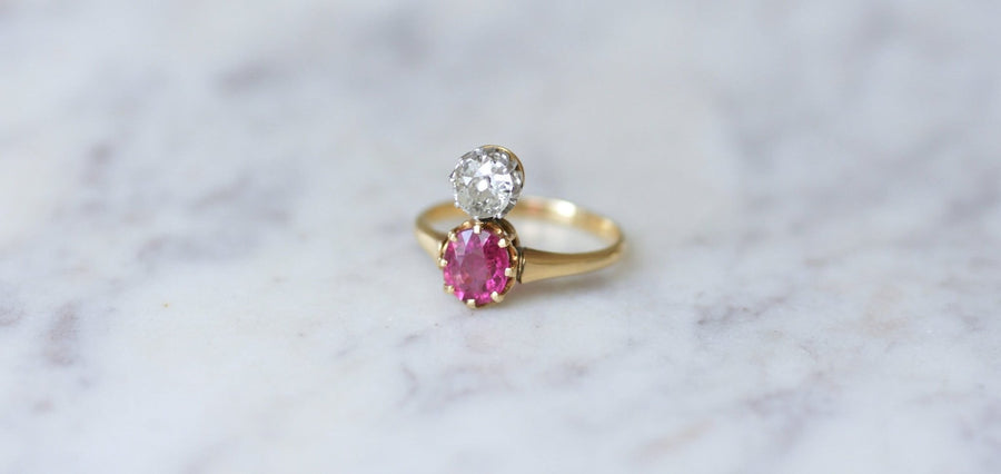 Diamond and pink tourmaline aigrette ring - Galerie Pénélope