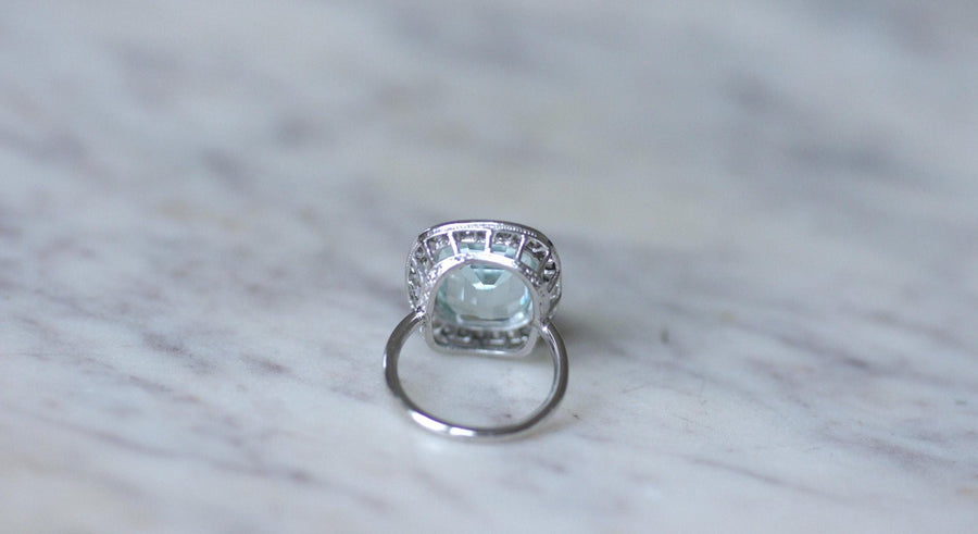 Aquamarine and Diamond Art Deco Ring - Galerie Pénélope