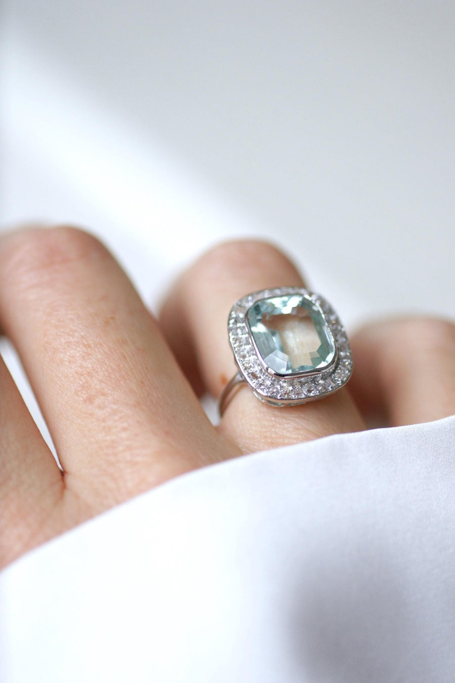 Aquamarine and Diamond Art Deco Ring - Galerie Pénélope