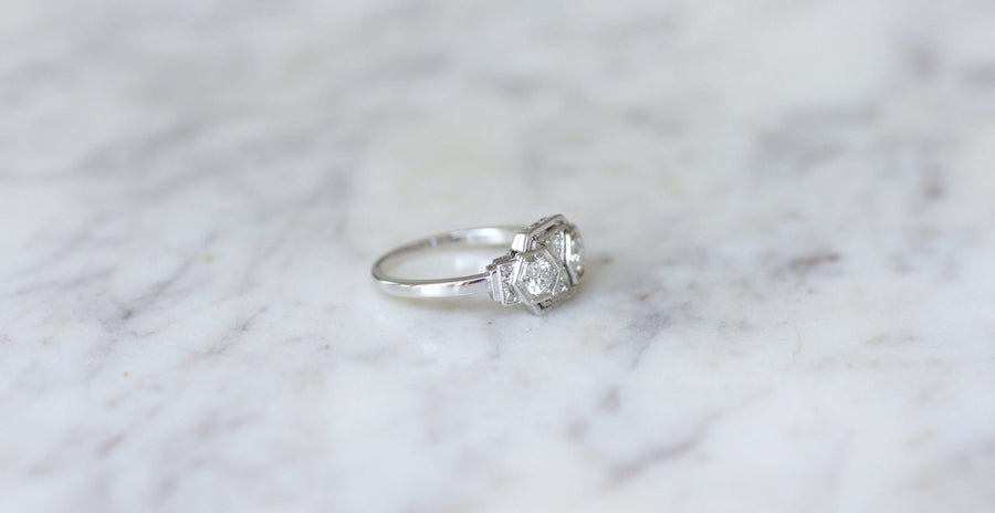 Art Deco diamond ring in white gold and platinum - Galerie Pénélope