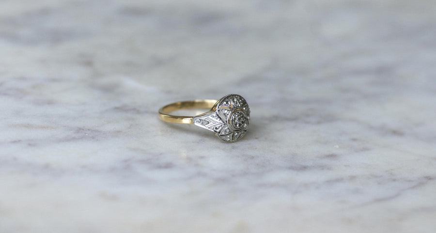 Art Deco Dome Diamonds Two Ors Ring - Galerie Pénélope