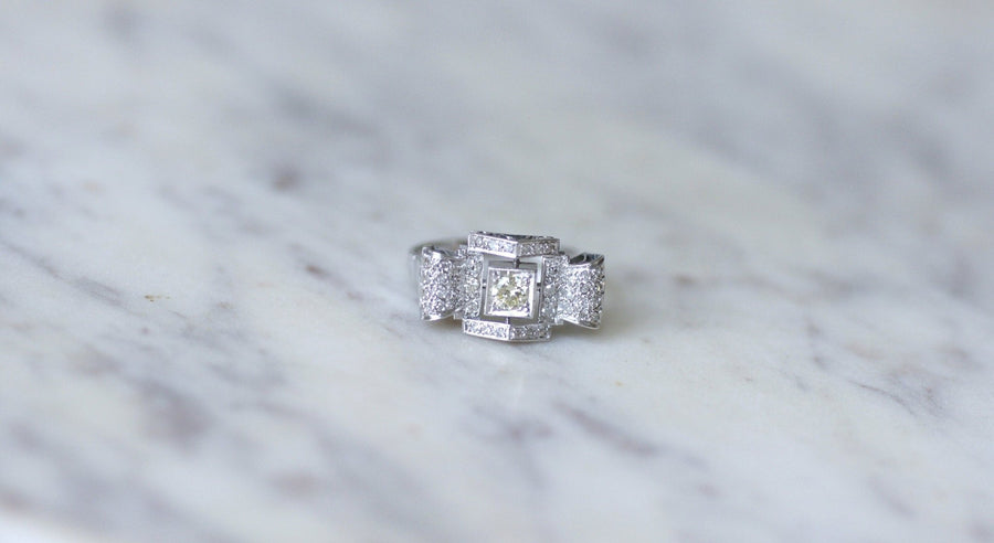 Art Deco Geometric Diamond Ring - Galerie Pénélope