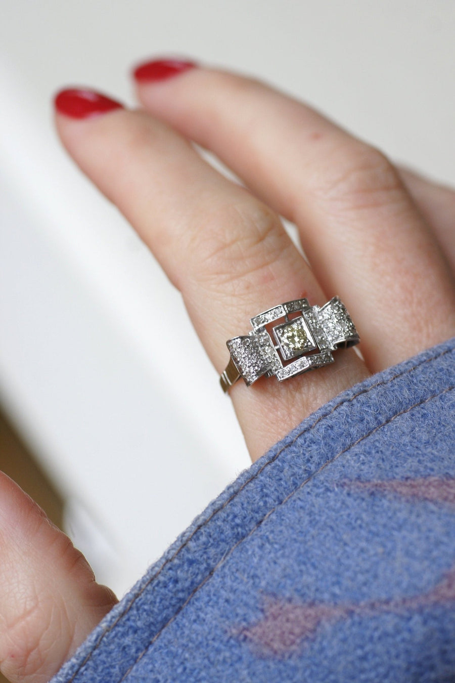 Art Deco Geometric Diamond Ring - Galerie Pénélope