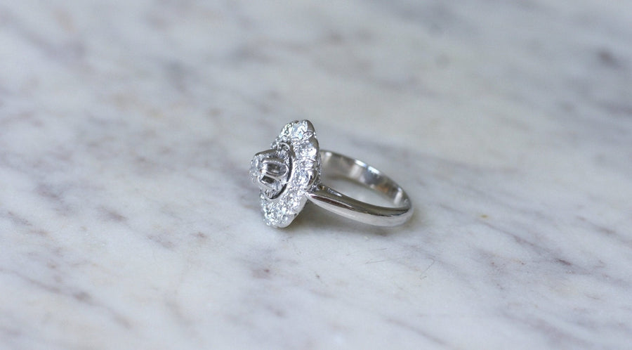 Art Deco Marguerite Oval Diamond Ring - Galerie Pénélope