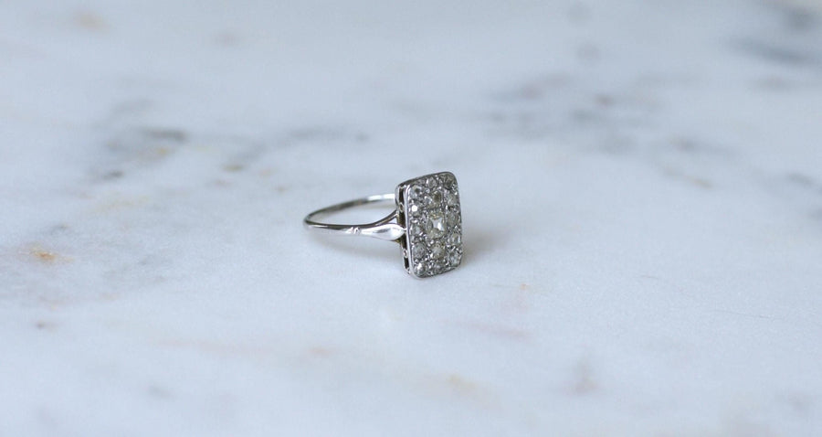 Art Deco Rectangular Diamond Ring on White Gold - Galerie Pénélope