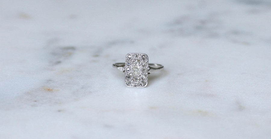 Art Deco Rectangular Diamond Ring on White Gold - Galerie Pénélope