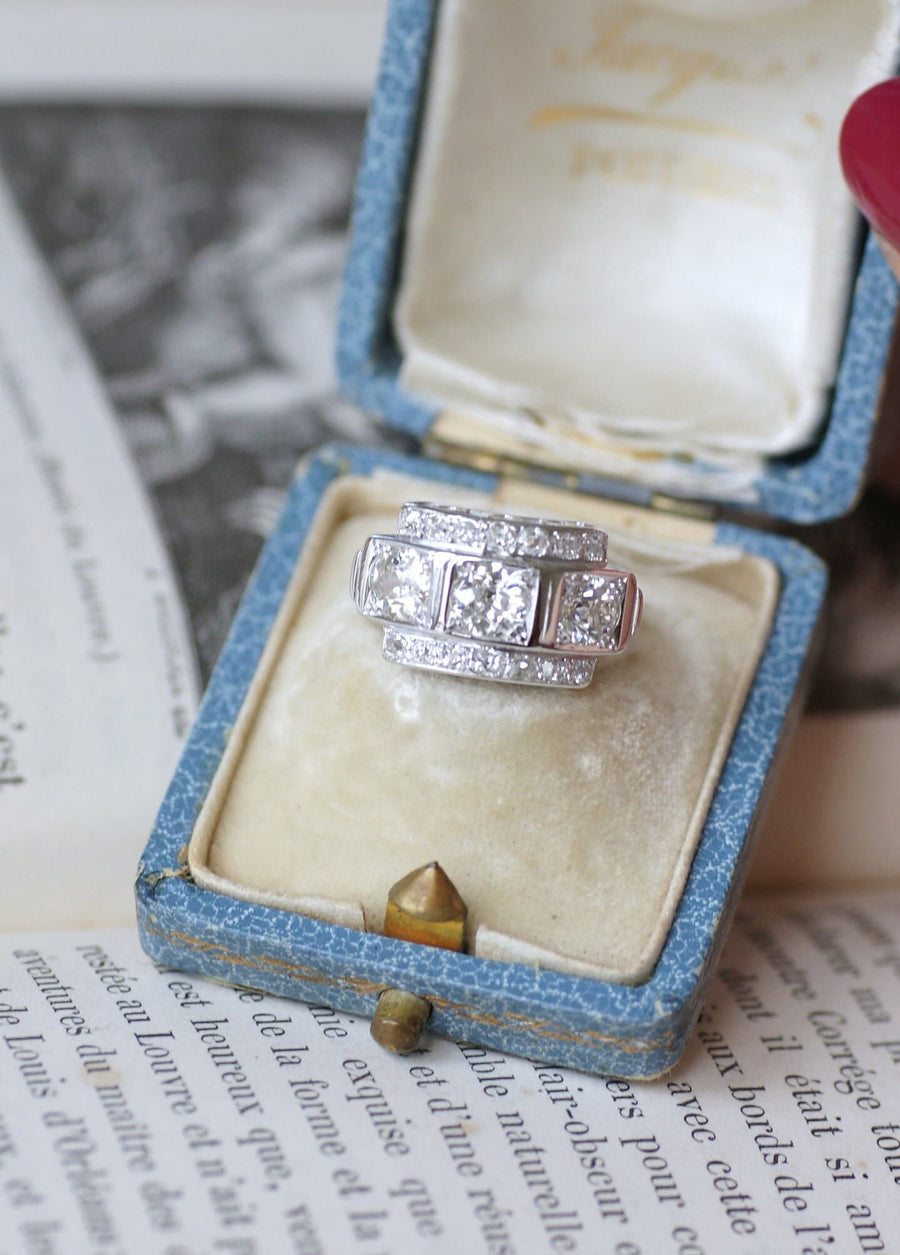 Art Deco Trilogy Diamonds Ring - Galerie Pénélope