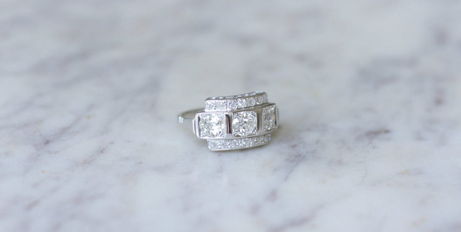 Art Deco Trilogy Diamonds Ring - Galerie Pénélope