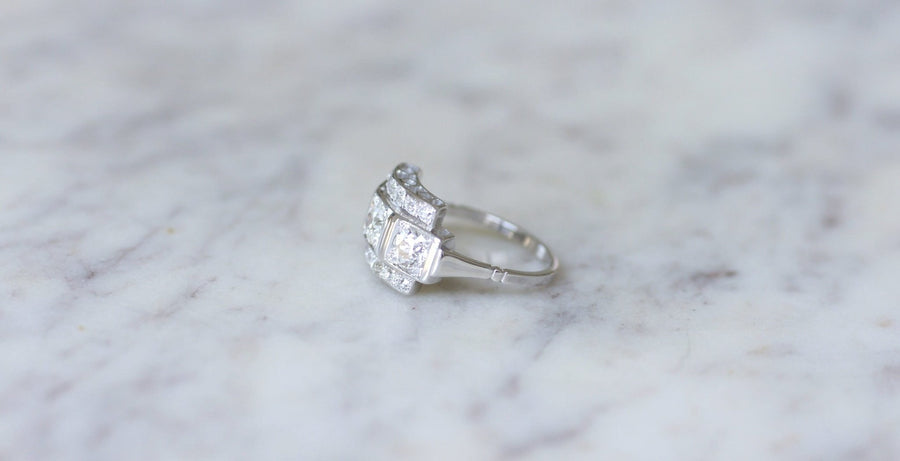Art Deco Trilogy Diamonds Ring - Galerie Pénélope