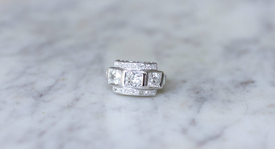 Art Deco Trilogy Diamonds Ring - Galerie Pénélope