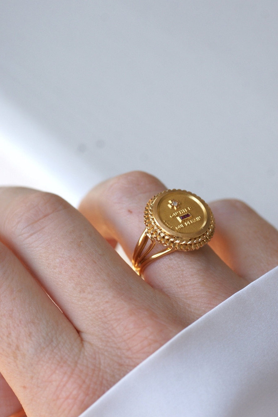 Augis Vintage Yellow Gold and Diamond Ring T54 - Galerie Pénélope