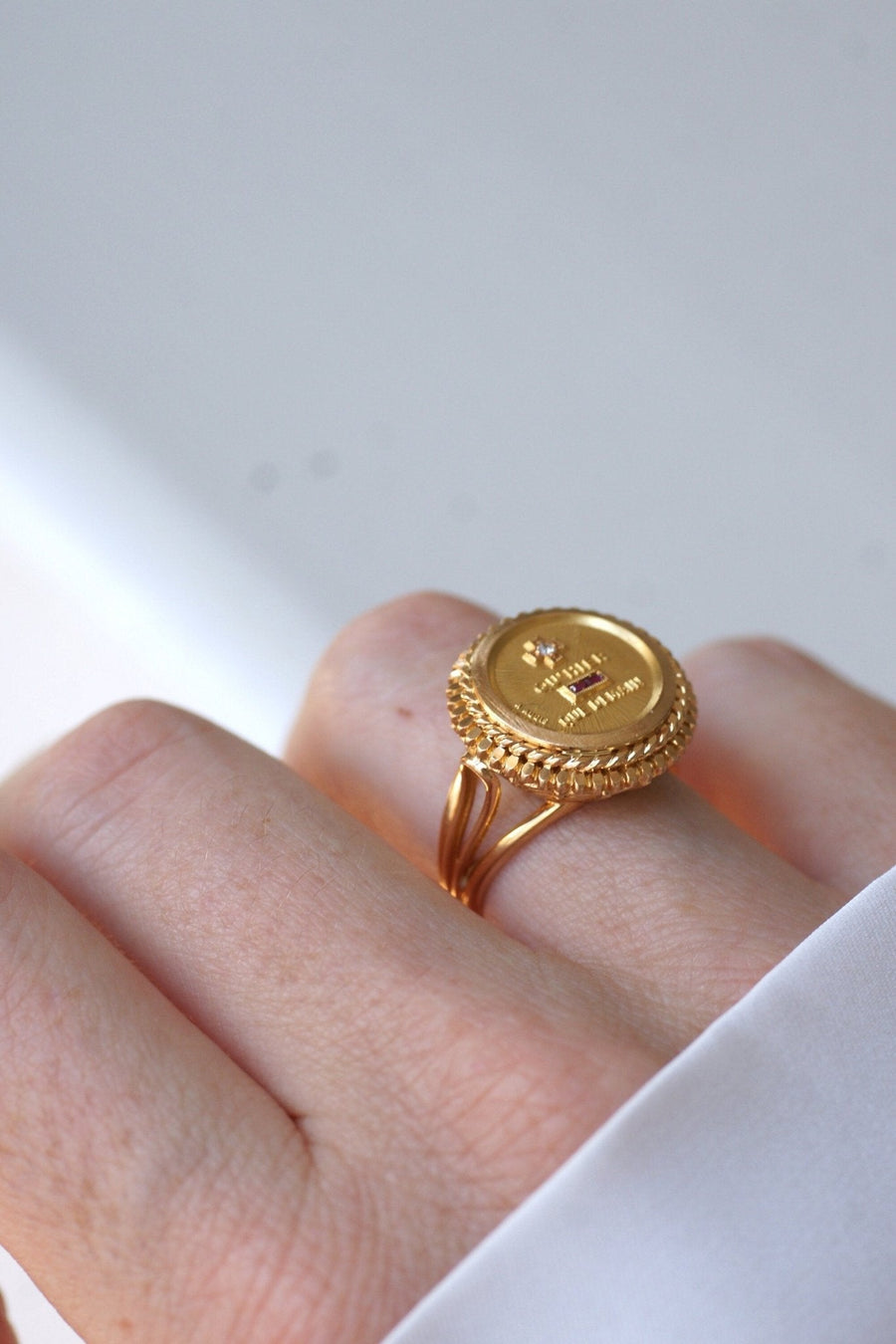 Augis Vintage Yellow Gold and Diamond Ring T54 - Galerie Pénélope
