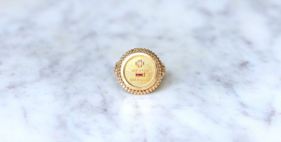 Augis Vintage Yellow Gold and Diamond Ring T54 - Galerie Pénélope