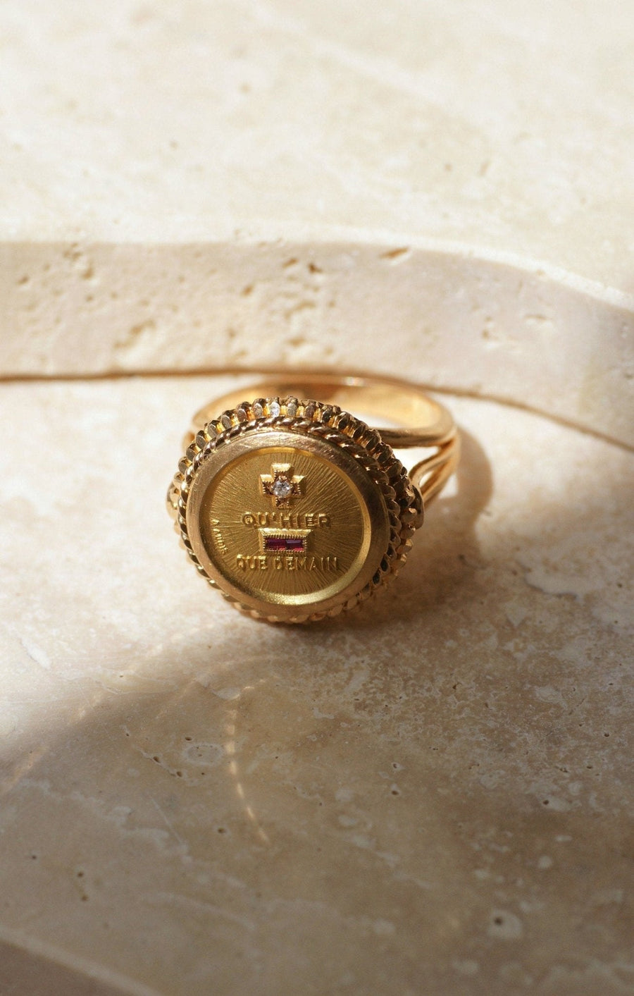 Augis Vintage Yellow Gold and Diamond Ring T54 - Galerie Pénélope