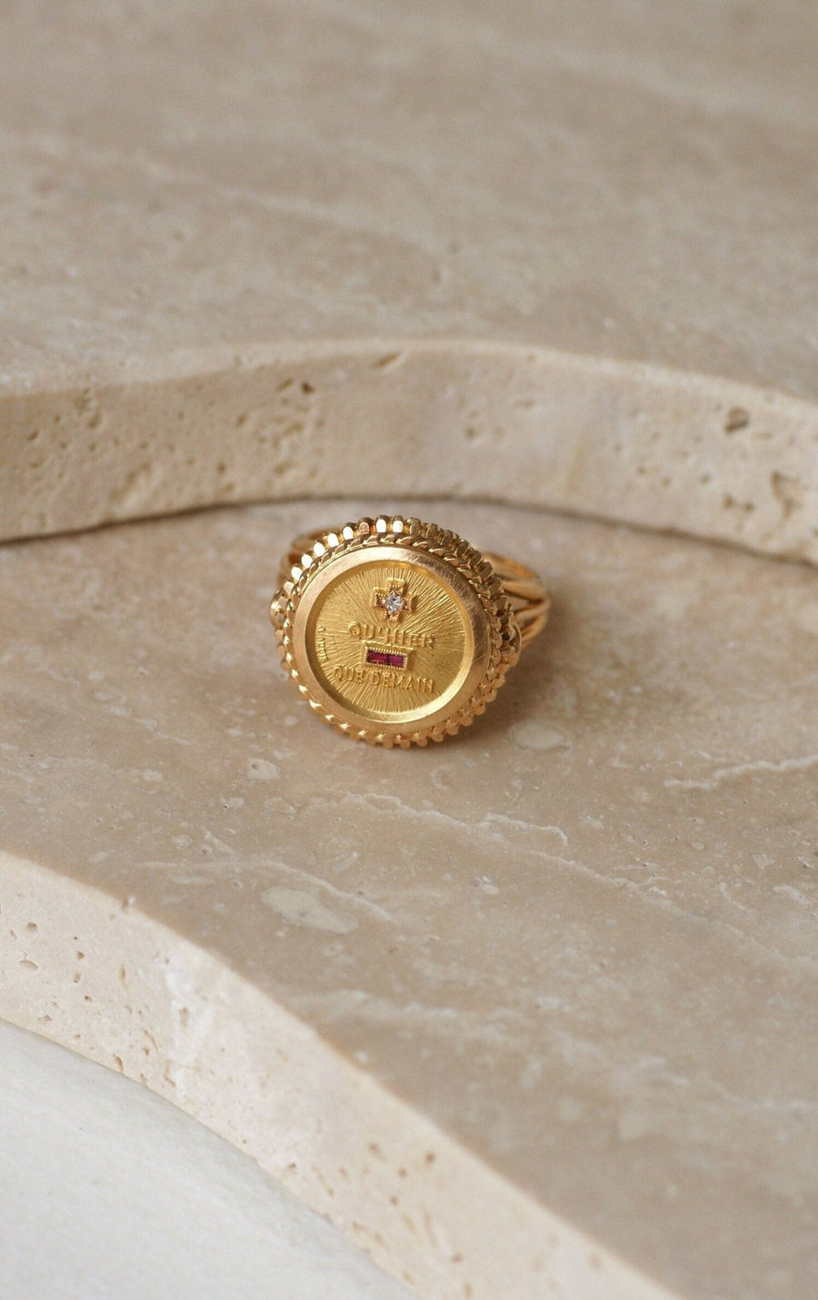 Augis Vintage Yellow Gold and Diamond Ring T54 - Galerie Pénélope