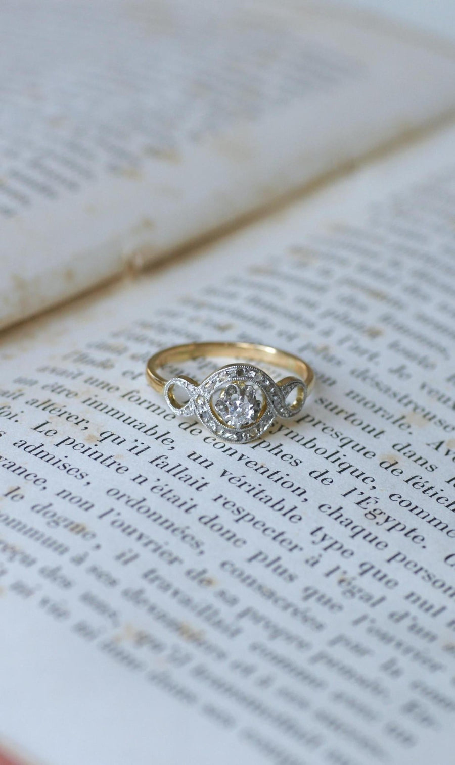 Belle Epoque Infini Diamonds on Gold and Platinum Ring - Galerie Pénélope