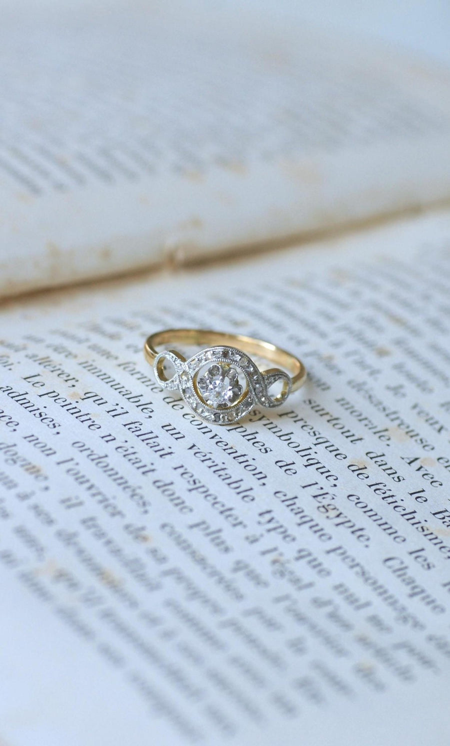 Belle Epoque Infini Diamonds on Gold and Platinum Ring - Galerie Pénélope