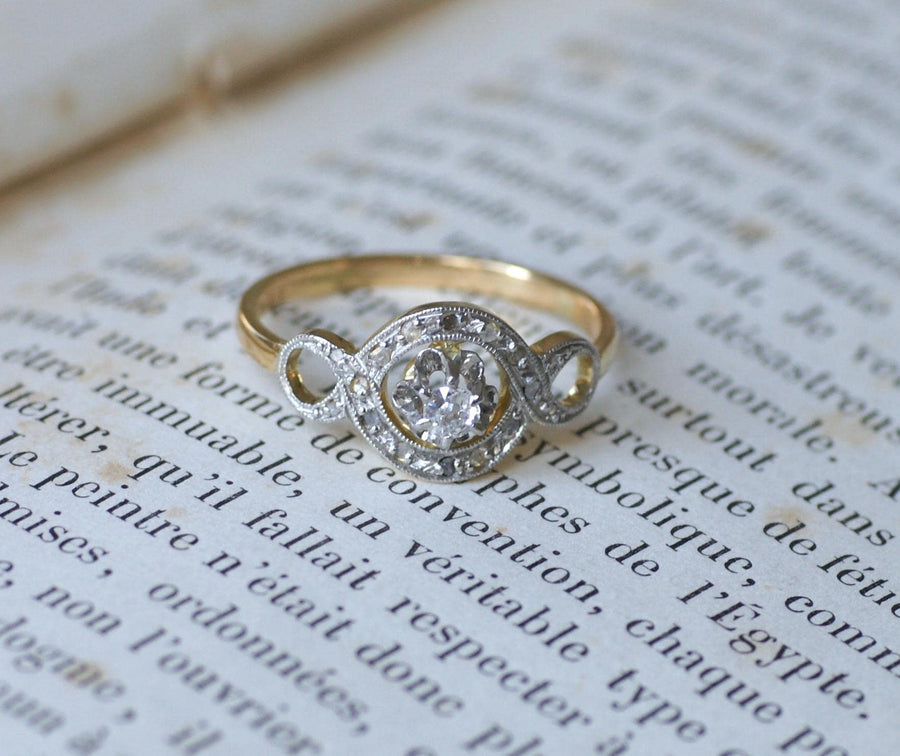 Belle Epoque Infini Diamonds on Gold and Platinum Ring - Galerie Pénélope
