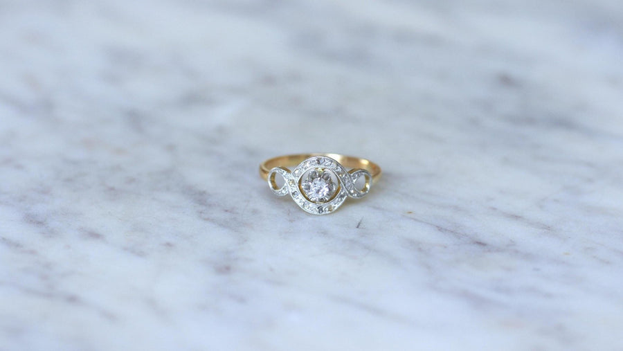 Belle Epoque Infini Diamonds on Gold and Platinum Ring - Galerie Pénélope