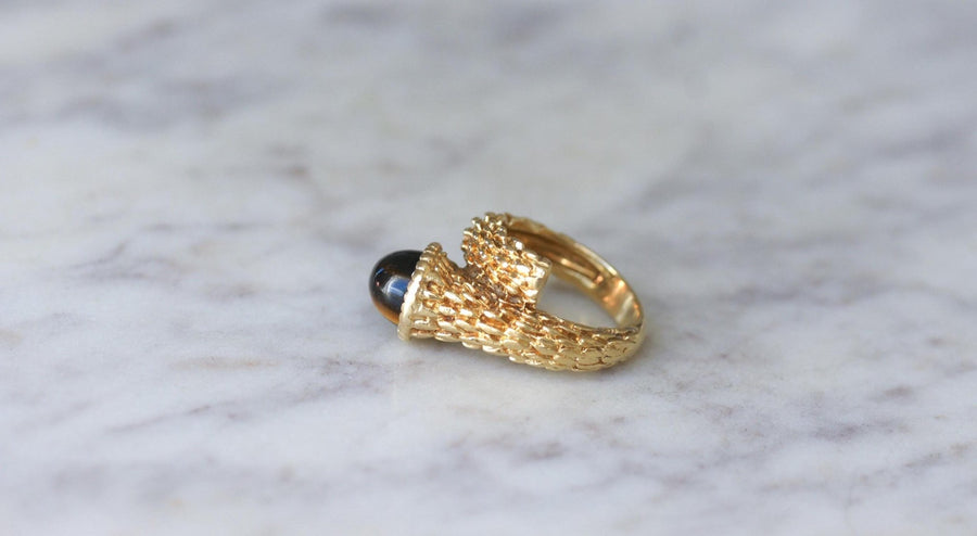 Boucheron Yellow Gold Bohemian Snake and Tiger Eye Ring - Galerie Pénélope