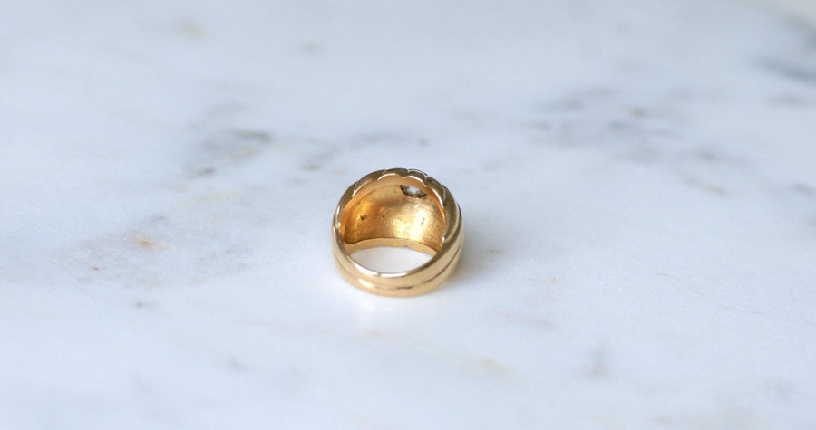 Diamond on Gold and Platinum Gaudron Ball Ring - Galerie Pénélope