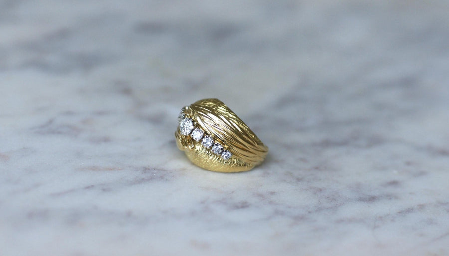 60's Boule Diamonds on Yellow Gold Ring - Galerie Pénélope