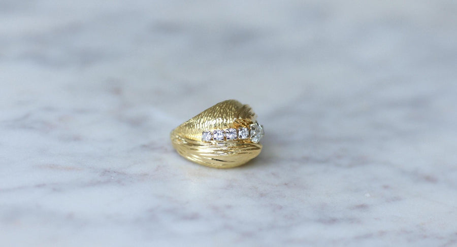 60's Boule Diamonds on Yellow Gold Ring - Galerie Pénélope