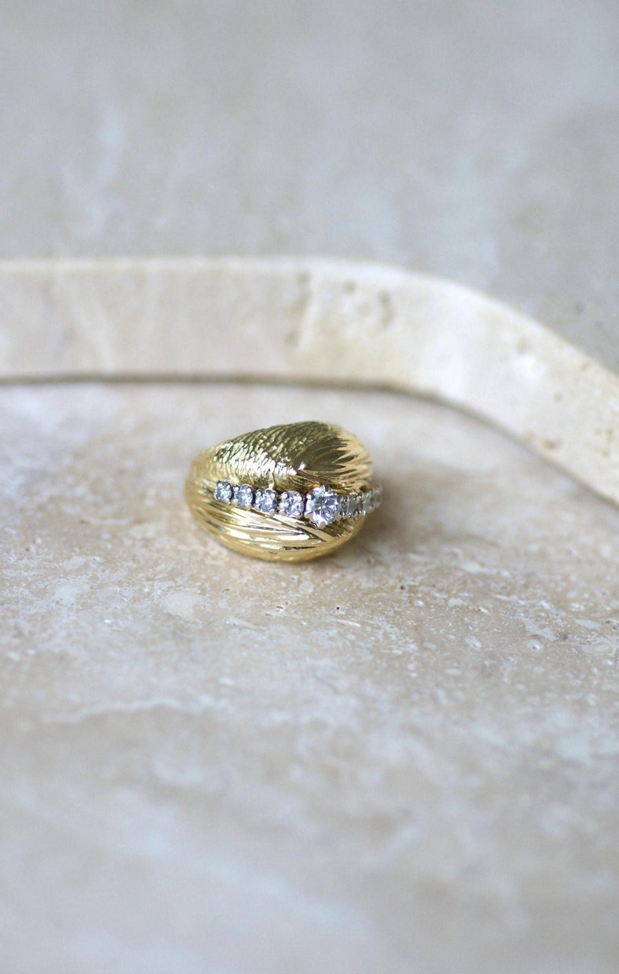 60's Boule Diamonds on Yellow Gold Ring - Galerie Pénélope