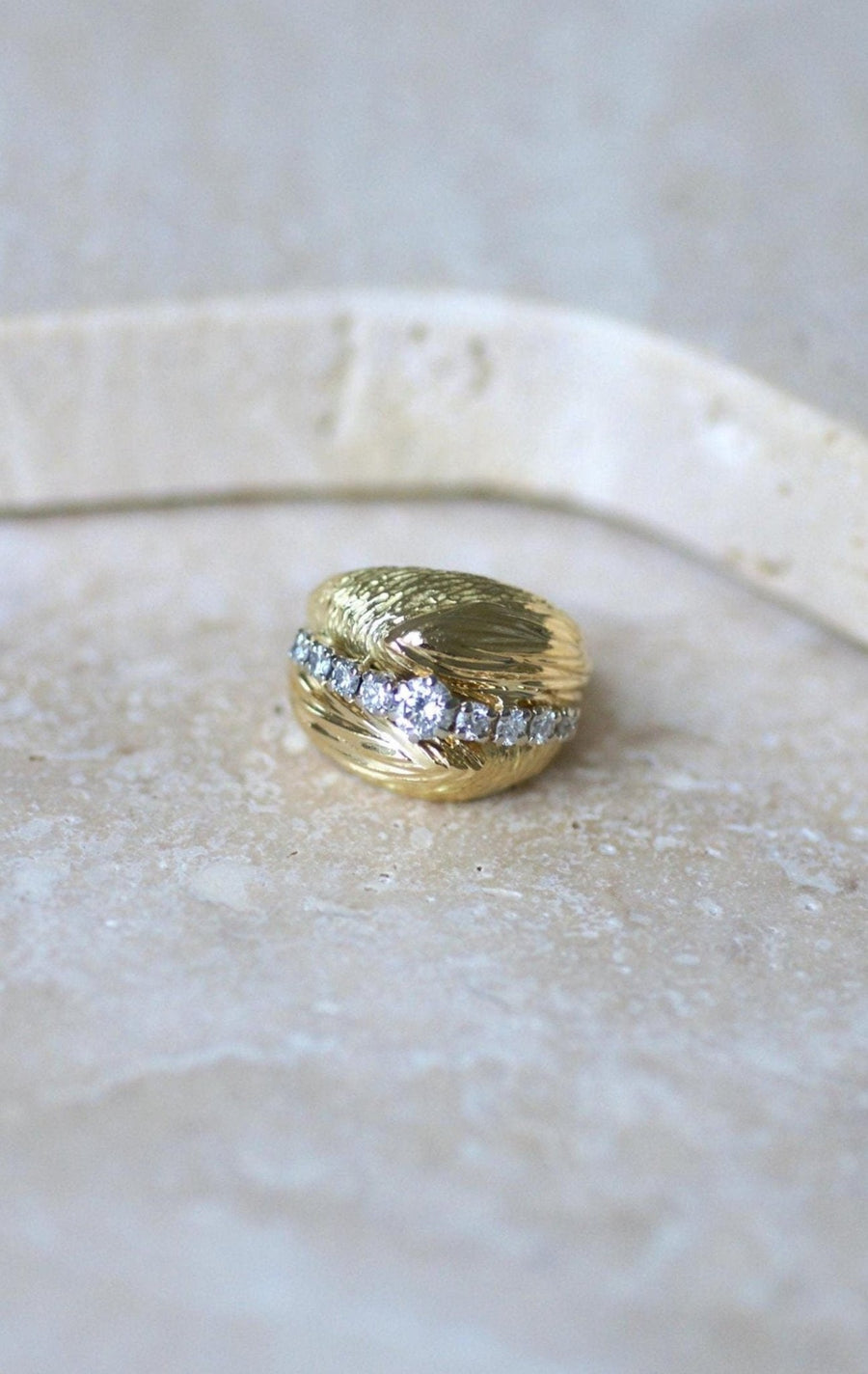 60's Boule Diamonds on Yellow Gold Ring - Galerie Pénélope