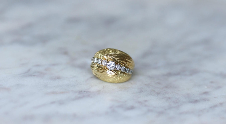 60's Boule Diamonds on Yellow Gold Ring - Galerie Pénélope