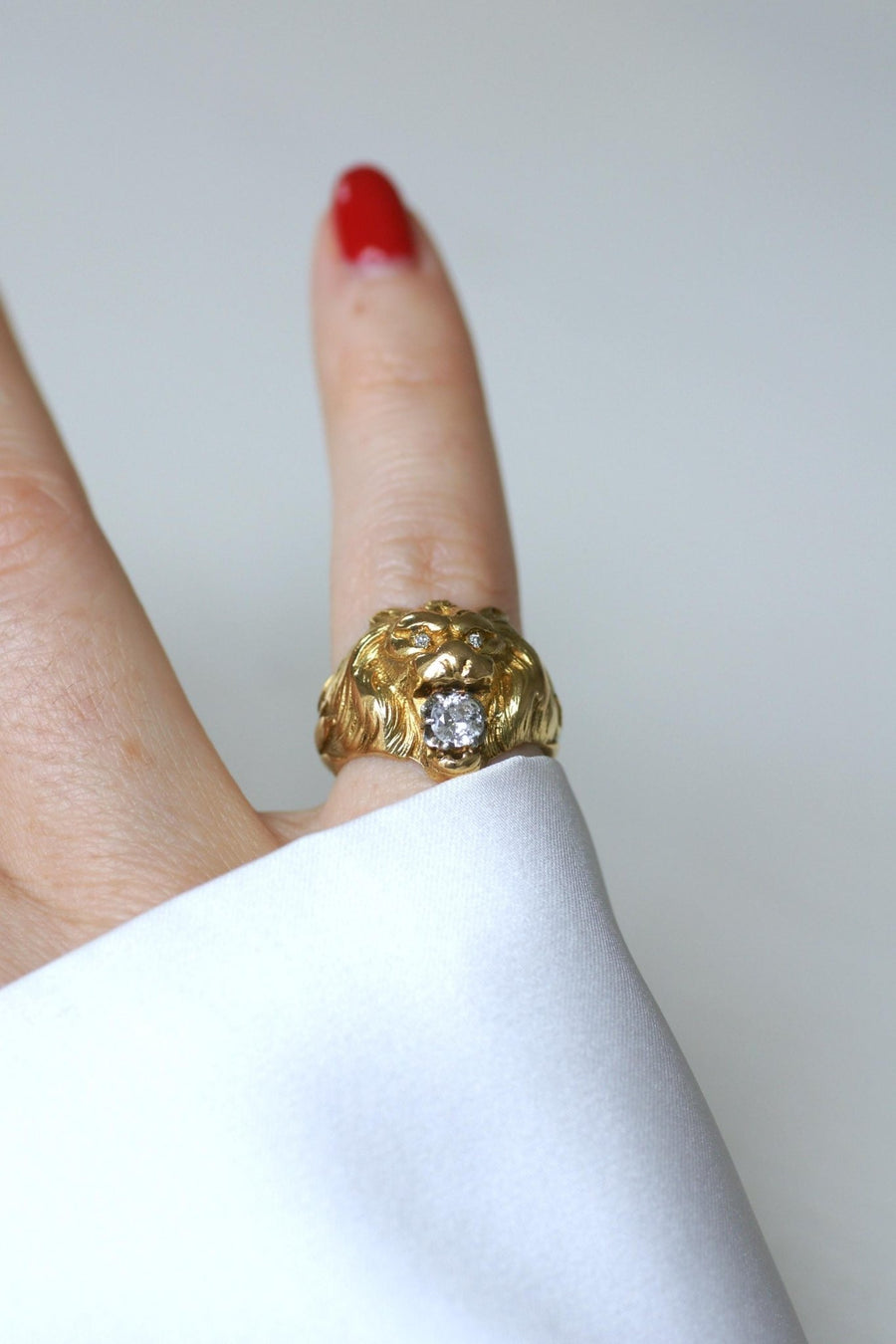 Antique Lion Diamond Ring Yellow Gold - Galerie Pénélope