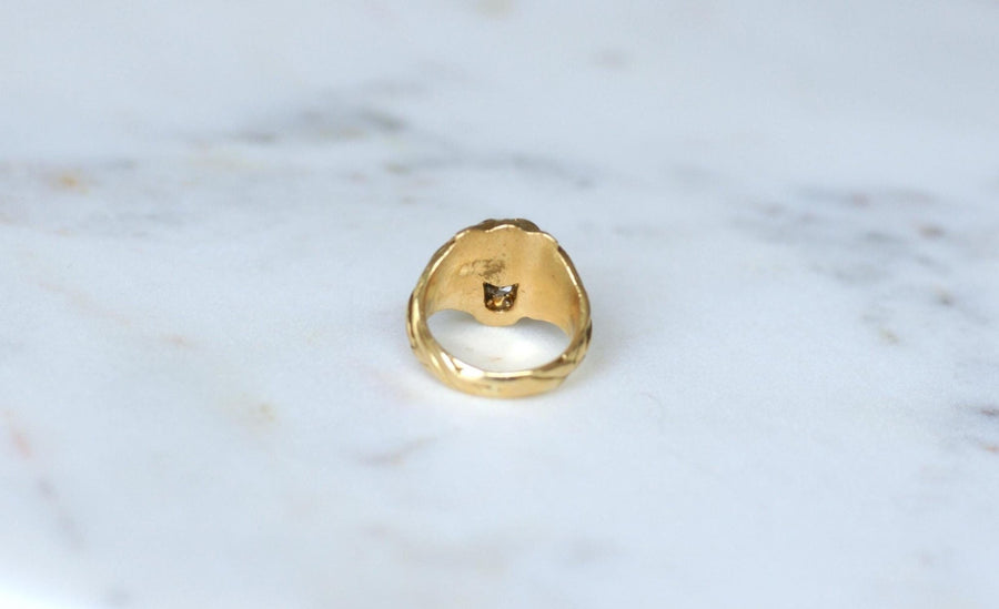 Antique Lion Diamond Ring Yellow Gold - Galerie Pénélope