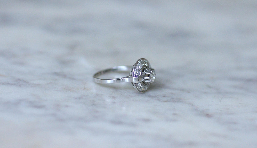Art Deco Diamond Target Ring in White Gold and Platinum - Galerie Pénélope