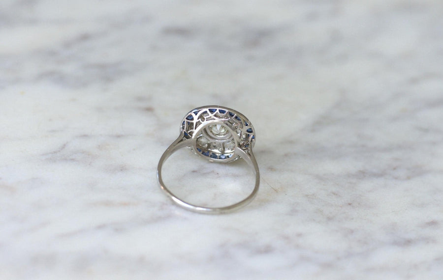 Art Deco Sapphire and Diamond Target Ring - Galerie Pénélope