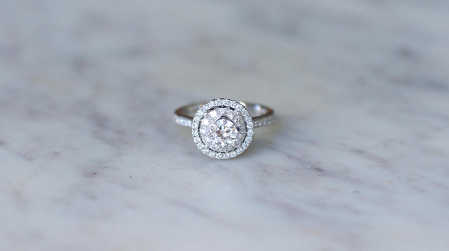 Double Target Ring Surrounded by Diamonds 1.50 Cts White Gold - Galerie Pénélope