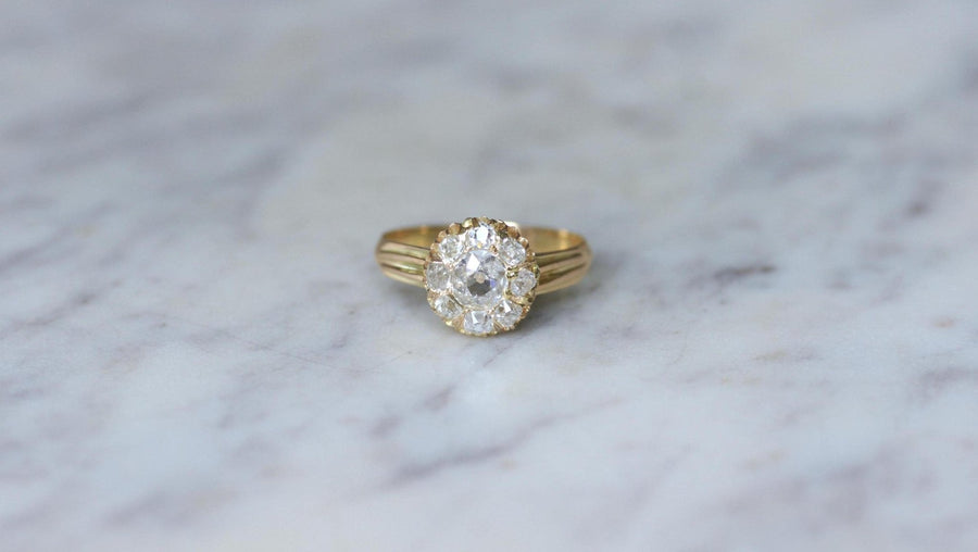 Marguerite Antique Diamonds on Yellow Gold Ring - Galerie Pénélope