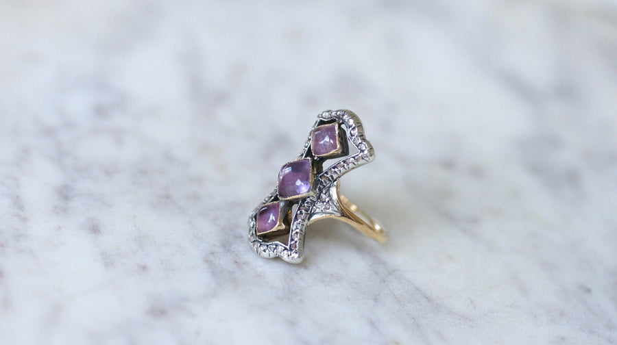 Amethyst and diamond marquise ring - Galerie Pénélope