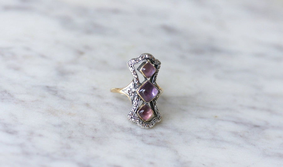 Amethyst and diamond marquise ring - Galerie Pénélope