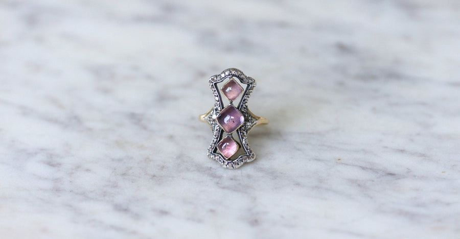 Amethyst and diamond marquise ring - Galerie Pénélope