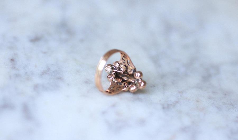 Antique Marquise Ring in Pink Gold with Perpignan Garnets - Galerie Pénélope