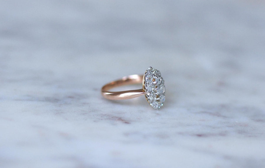 Marquise Diamond Ring in Rose Gold and Platinum - Galerie Pénélope